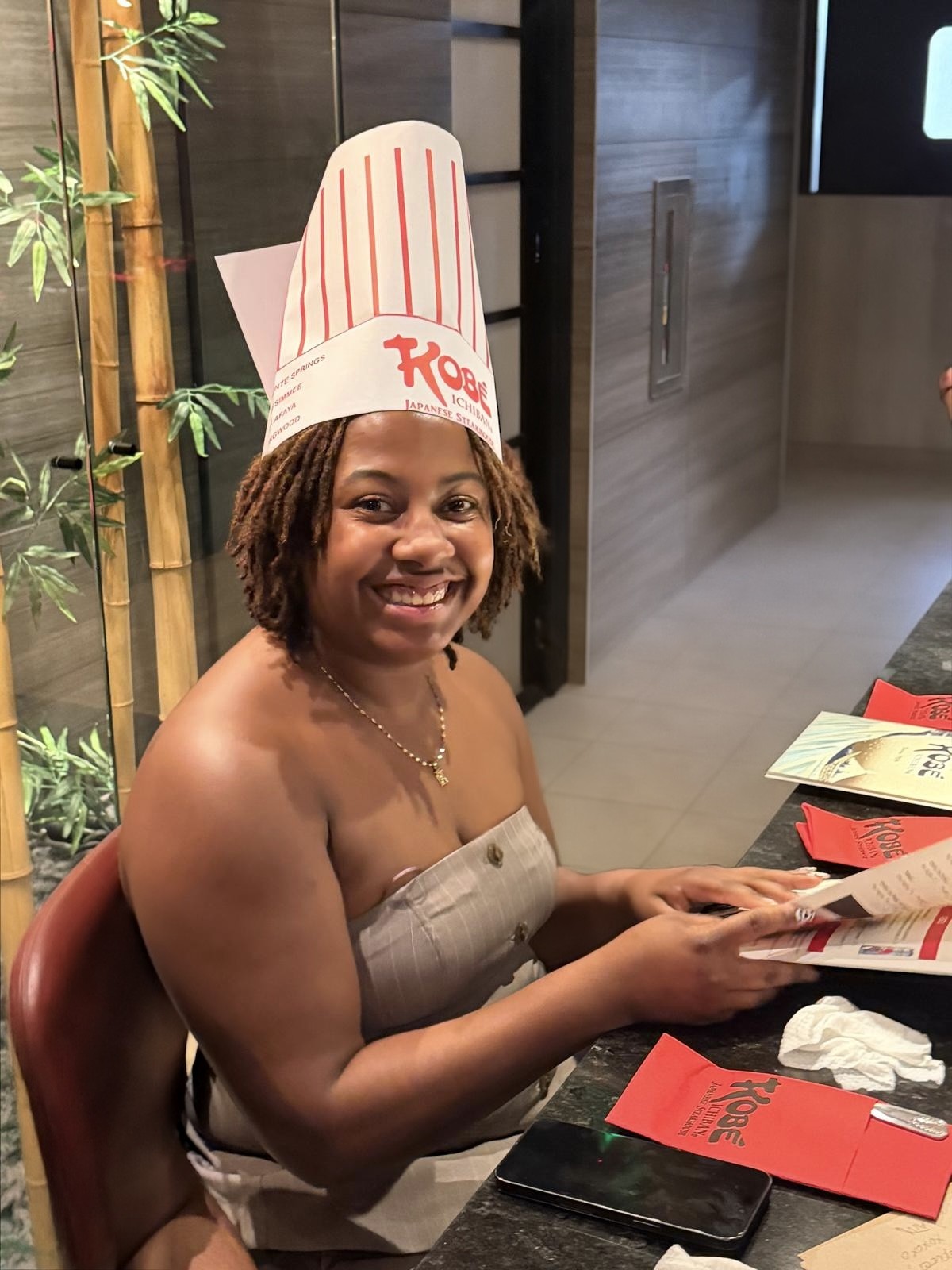 Lourdes celebrating her 25th birthday at a Japanese steakhouse